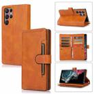 For Samsung Galaxy S22 Ultra 5G Wristband Card Slot Leather Phone Case(Brown) - 1