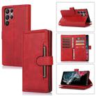 For Samsung Galaxy S22 Ultra 5G Wristband Card Slot Leather Phone Case(Red) - 1