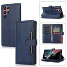 For Samsung Galaxy S22 Ultra 5G Wristband Card Slot Leather Phone Case(Blue) - 1