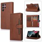 For Samsung Galaxy S22 Ultra 5G Wristband Card Slot Leather Phone Case(Coffee) - 1
