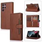 For Samsung Galaxy S22 Ultra 5G Wristband Card Slot Leather Phone Case(Coffee) - 1