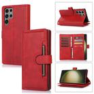 For Samsung Galaxy S23 Ultra 5G Wristband Card Slot Leather Phone Case(Red) - 1