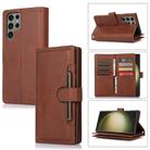 For Samsung Galaxy S23 Ultra 5G Wristband Card Slot Leather Phone Case(Coffee) - 1
