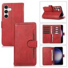 For Samsung Galaxy S24 5G Wristband Card Slot Leather Phone Case(Red) - 1