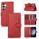 For Samsung Galaxy S24+ 5G Wristband Card Slot Leather Phone Case(Red) - 1