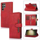 For Samsung Galaxy S24 Ultra 5G Wristband Card Slot Leather Phone Case(Red) - 1