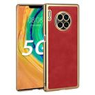 For Huawei Mate 30 Pro Electroplated Leather Texture PU + PC Phone Case(Red) - 1