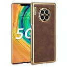 For Huawei Mate 30 Pro Electroplated Leather Texture PU + PC Phone Case(Brown) - 1