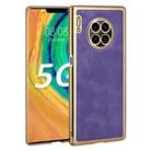 For Huawei Mate 30 Pro Electroplated Leather Texture PU + PC Phone Case(Purple) - 1