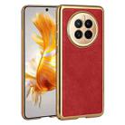 For For Huawei Mate 50 Electroplated Leather Texture PU + PC Phone Case(Red) - 1