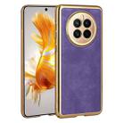 For For Huawei Mate 50 Electroplated Leather Texture PU + PC Phone Case(Purple) - 1