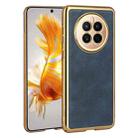 For For Huawei Mate 50 Electroplated Leather Texture PU + PC Phone Case(Blue) - 1