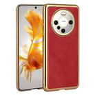 For Huawei Mate 60 Pro Electroplated Leather Texture PU + PC Phone Case(Red) - 1