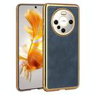 For Huawei Mate 60 Pro Electroplated Leather Texture PU + PC Phone Case(Blue) - 1