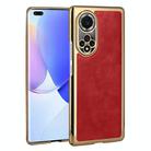 For Huawei nova 9 Pro Electroplated Leather Texture PU + PC Phone Case(Red) - 1