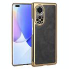 For Huawei nova 9 Pro Electroplated Leather Texture PU + PC Phone Case(Black) - 1