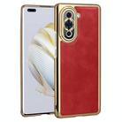 For Huawei nova 10 Pro Electroplated Leather Texture PU + PC Phone Case(Red) - 1