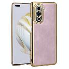 For Huawei nova 10 Pro Electroplated Leather Texture PU + PC Phone Case(Pink) - 1