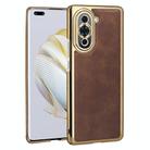 For Huawei nova 10 Pro Electroplated Leather Texture PU + PC Phone Case(Brown) - 1