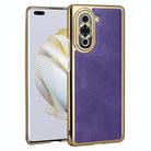 For Huawei nova 10 Pro Electroplated Leather Texture PU + PC Phone Case(Purple) - 1