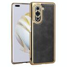 For Huawei nova 10 Pro Electroplated Leather Texture PU + PC Phone Case(Black) - 1