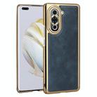 For Huawei nova 10 Pro Electroplated Leather Texture PU + PC Phone Case(Blue) - 1