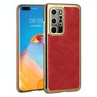 For Huawei P40 Pro Electroplated Leather Texture PU + PC Phone Case(Red) - 1