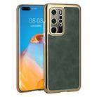For Huawei P40 Pro Electroplated Leather Texture PU + PC Phone Case(Green) - 1