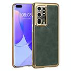 For Huawei P40 Pro+ Electroplated Leather Texture PU + PC Phone Case(Green) - 1