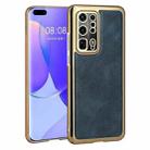 For Huawei P40 Pro+ Electroplated Leather Texture PU + PC Phone Case(Blue) - 1