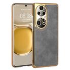 For Huawei P50 Pro Electroplated Leather Texture PU + PC Phone Case(Grey) - 1