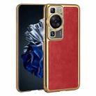 For Huawei P60 Electroplated Leather Texture PU + PC Phone Case(Red) - 1