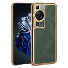 For Huawei P60 Electroplated Leather Texture PU + PC Phone Case(Green) - 1