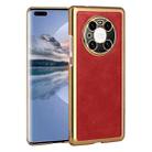 For Huawei Mate 40 Pro Electroplated Leather Texture PU + PC Phone Case(Red) - 1