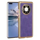 For Huawei Mate 40 Pro Electroplated Leather Texture PU + PC Phone Case(Purple) - 1