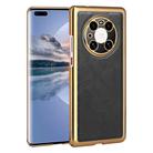 For Huawei Mate 40 Pro Electroplated Leather Texture PU + PC Phone Case(Black) - 1