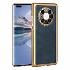 For Huawei Mate 40 Pro Electroplated Leather Texture PU + PC Phone Case(Blue) - 1