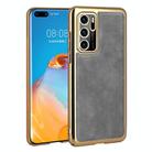 For Huawei P40 Electroplated Leather Texture PU + PC Phone Case(Grey) - 1