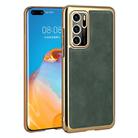 For Huawei P40 Electroplated Leather Texture PU + PC Phone Case(Green) - 1