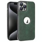 For iPhone 15 Pro Max Electroplated Leather Texture PU + PC Phone Case(Green) - 1