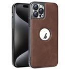 For iPhone 15 Pro Electroplated Leather Texture PU + PC Phone Case(Brown) - 1