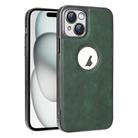 For iPhone 15 Electroplated Leather Texture PU + PC Phone Case(Green) - 1