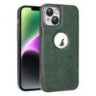 For iPhone 14 Electroplated Leather Texture PU + PC Phone Case(Green) - 1