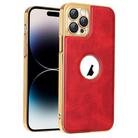 For iPhone 14 Pro Electroplated Leather Texture PU + PC Phone Case(Red) - 1