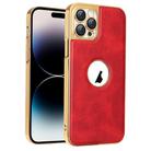 For iPhone 14 Pro Max Electroplated Leather Texture PU + PC Phone Case(Red) - 1