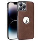 For iPhone 14 Pro Max Electroplated Leather Texture PU + PC Phone Case(Brown) - 1