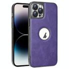 For iPhone 14 Pro Max Electroplated Leather Texture PU + PC Phone Case(Purple) - 1