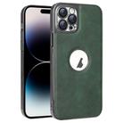 For iPhone 14 Pro Max Electroplated Leather Texture PU + PC Phone Case(Green) - 1