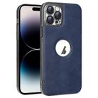 For iPhone 14 Pro Max Electroplated Leather Texture PU + PC Phone Case(Blue) - 1