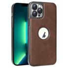 For iPhone 13 Pro Max Electroplated Leather Texture PU + PC Phone Case(Brown) - 1
